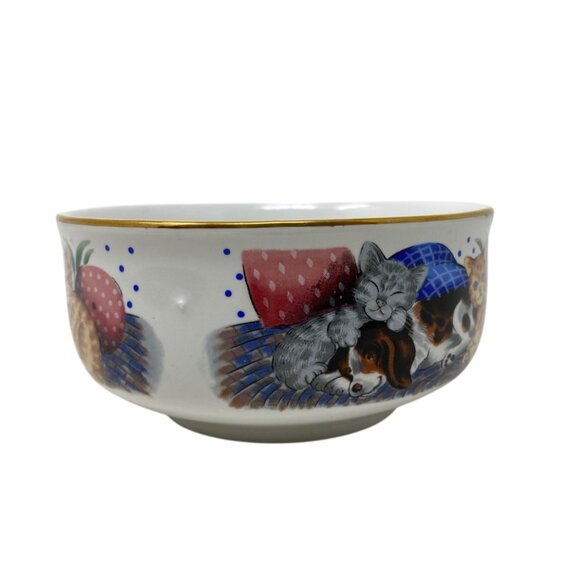 Vintage Porcelain Kitten Puppy Adorable China Cup Plate Small Bowl Set - Picture 11 of 15